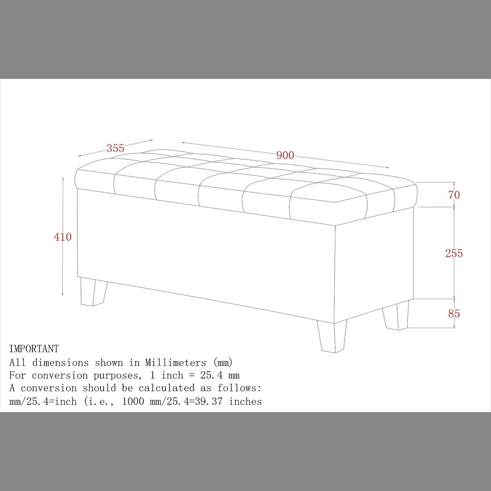Worldwide Home Furnishings Winston-Storage Ottoman-Grey Rectangular Storage Ottoman 402-257GY - Image 8