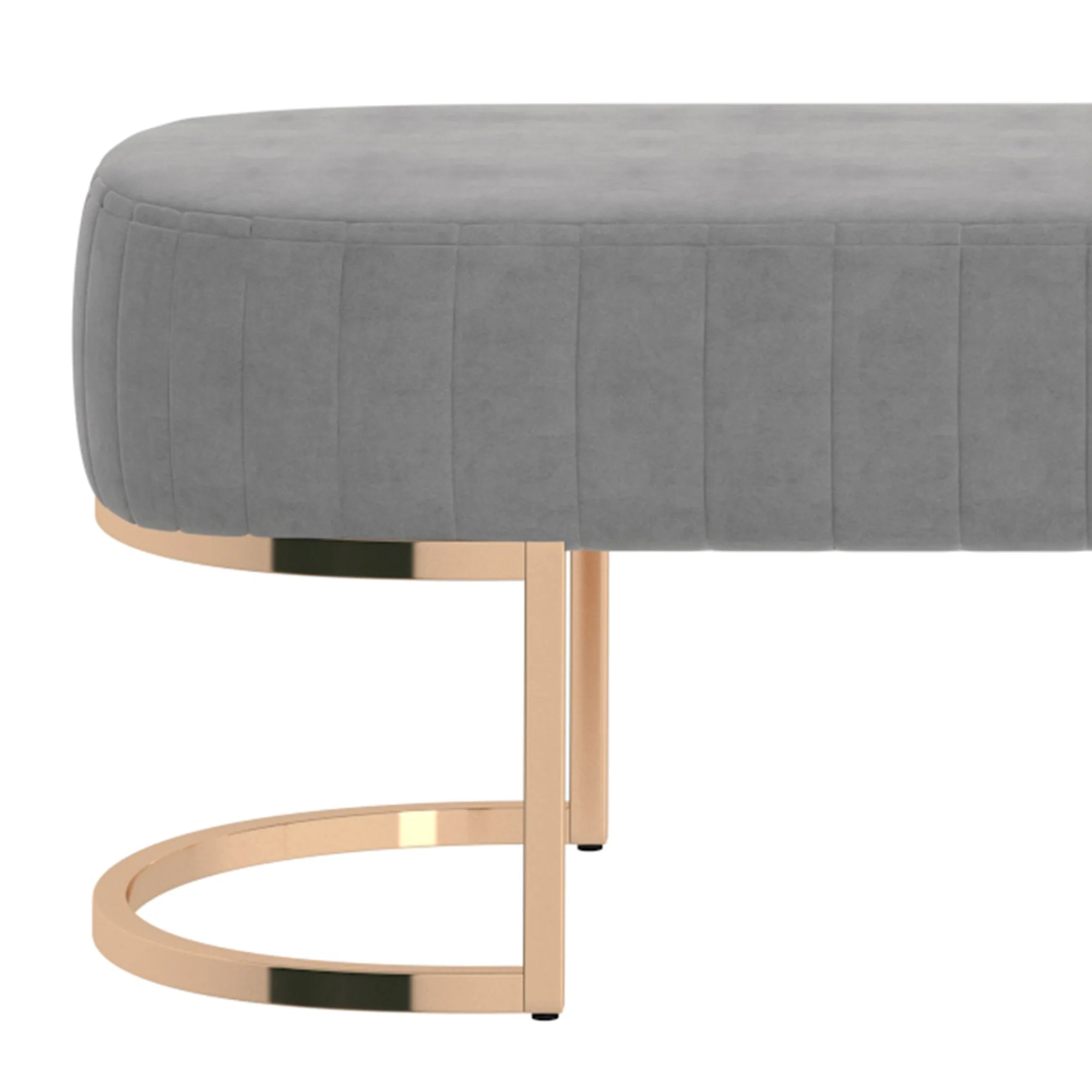 Worldwide Home Furnishings Zamora-Bench-Grey/Gold Leg Bench 401-534GRY/GL - Image 7