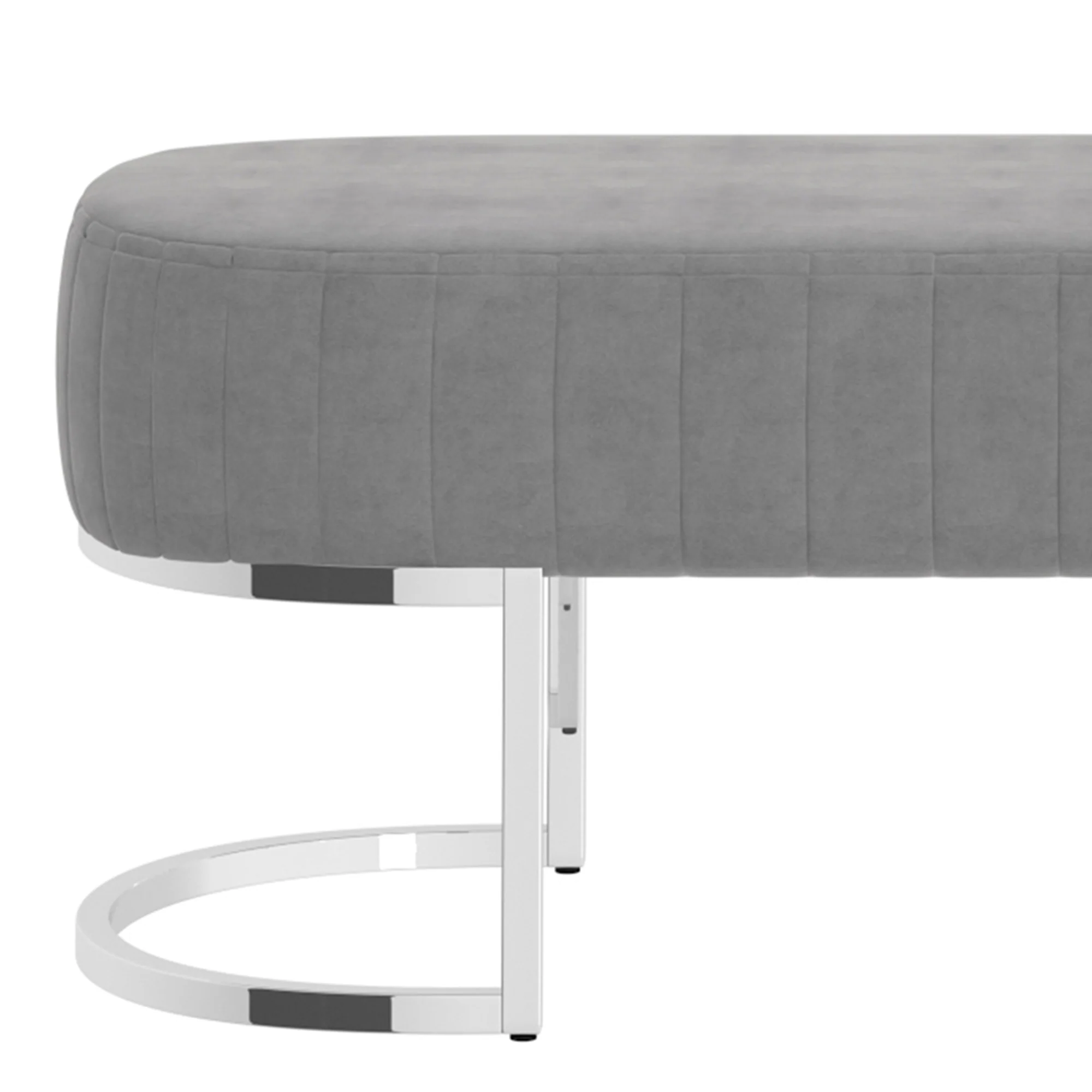 Worldwide Home Furnishings Zamora-Bench-Grey/Silver Leg Bench 401-534GRY/CH - Image 7