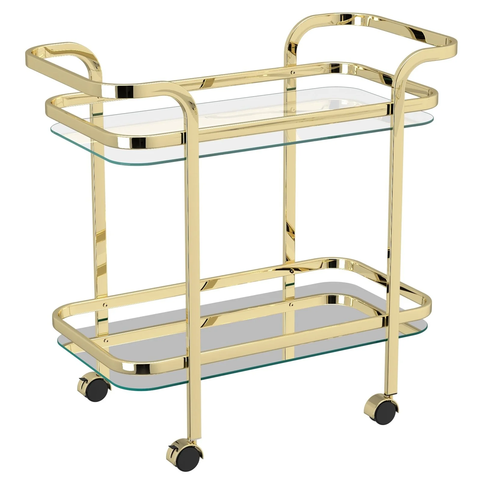 Worldwide Home Furnishings Zedd-2-Tier Bar Cart-Gold 2-Tier Bar Cart 556-218BR - Image 2
