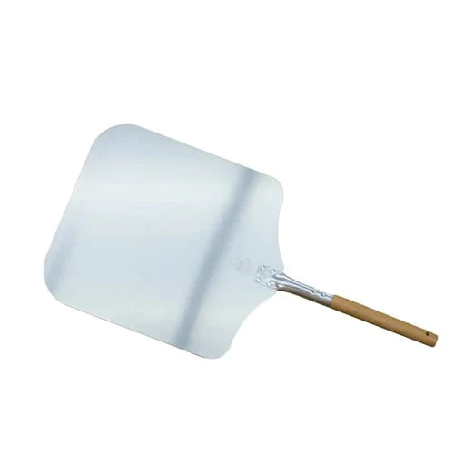 WPPO 14x28 New Traditional Aluminum Pizza Peel Wood Handle WKPA-1428W - Image 3