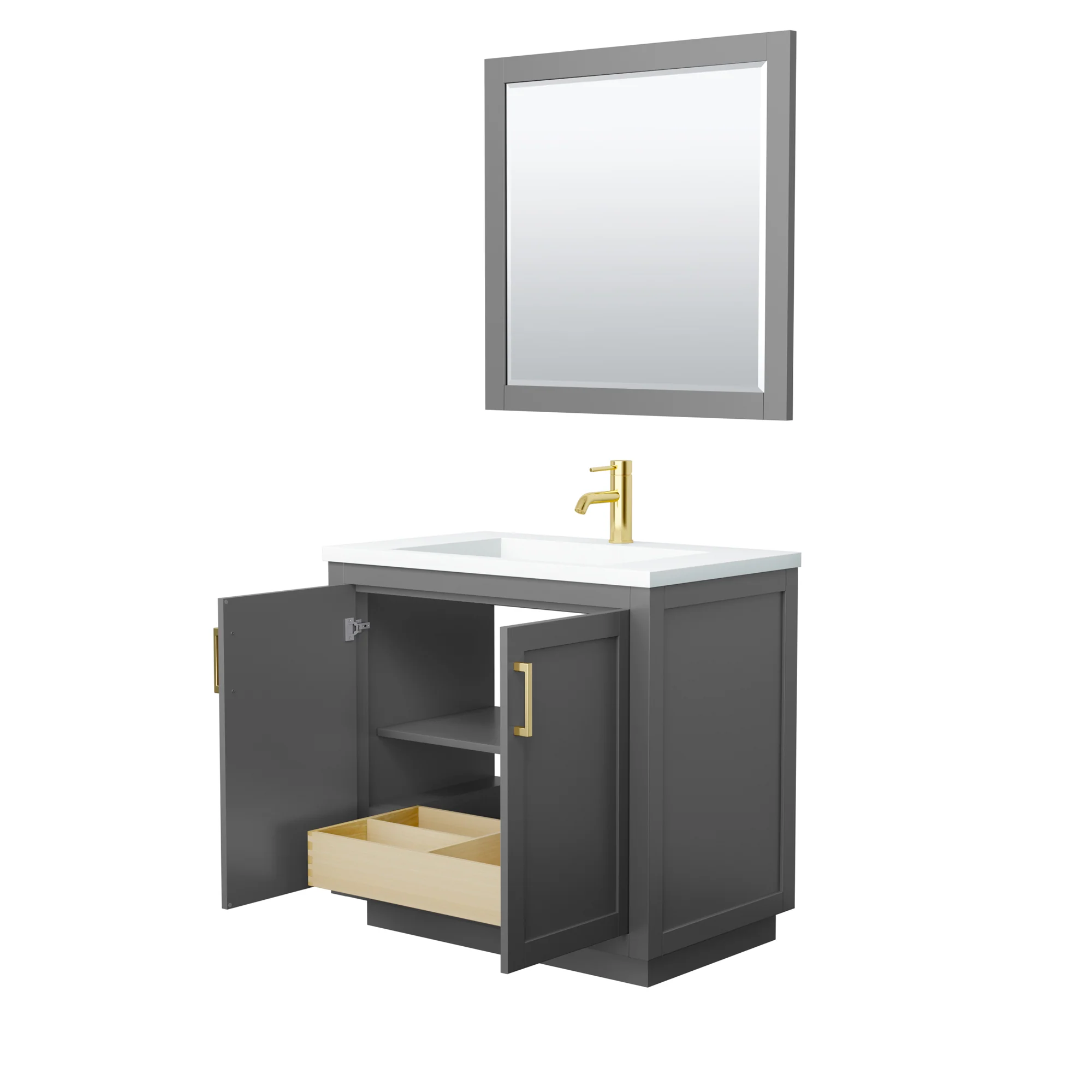 Wyndham Collection Miranda 36 Inch Single Bathroom Vanity in Dark Gray - Image 16