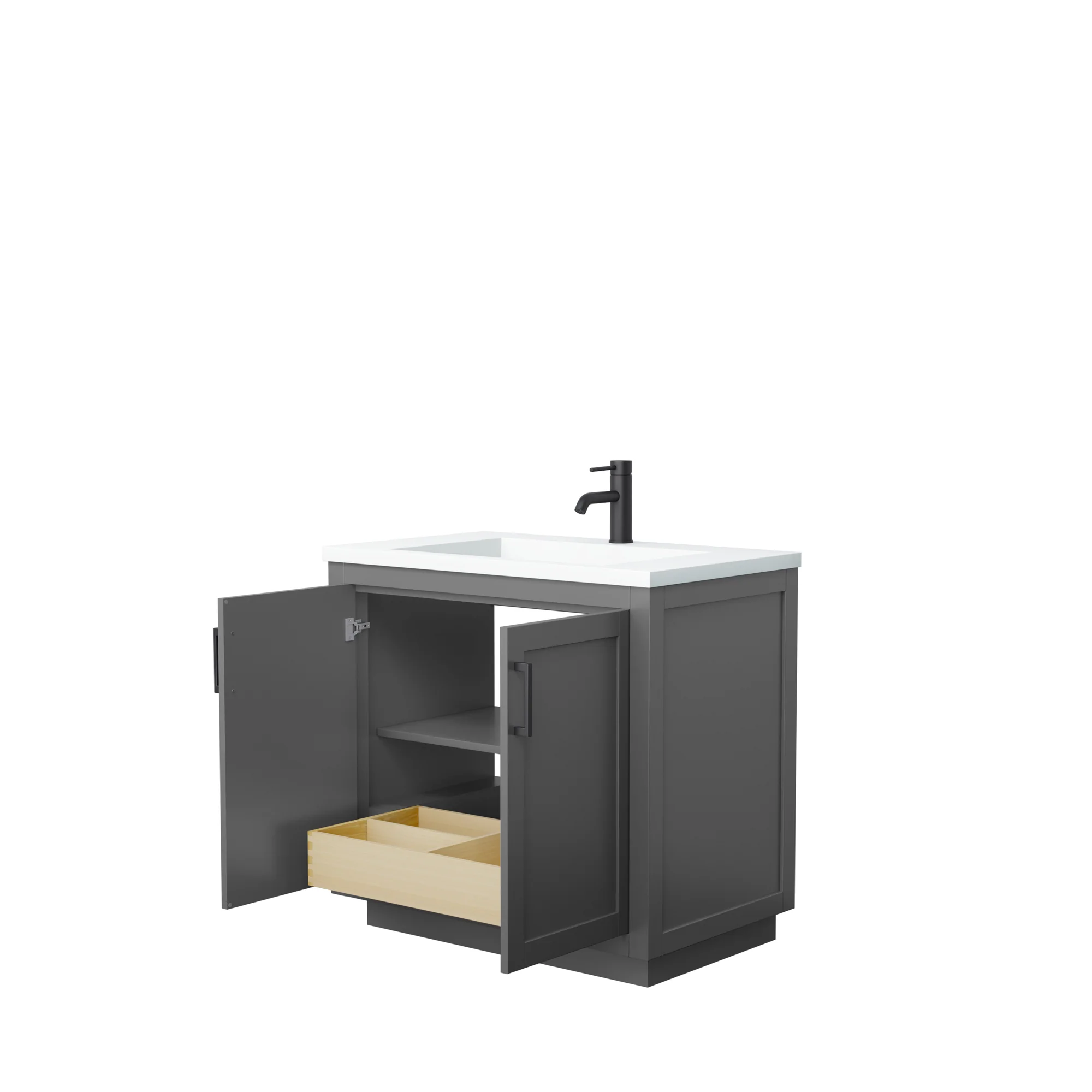 Wyndham Collection Miranda 36 Inch Single Bathroom Vanity in Dark Gray - Image 6